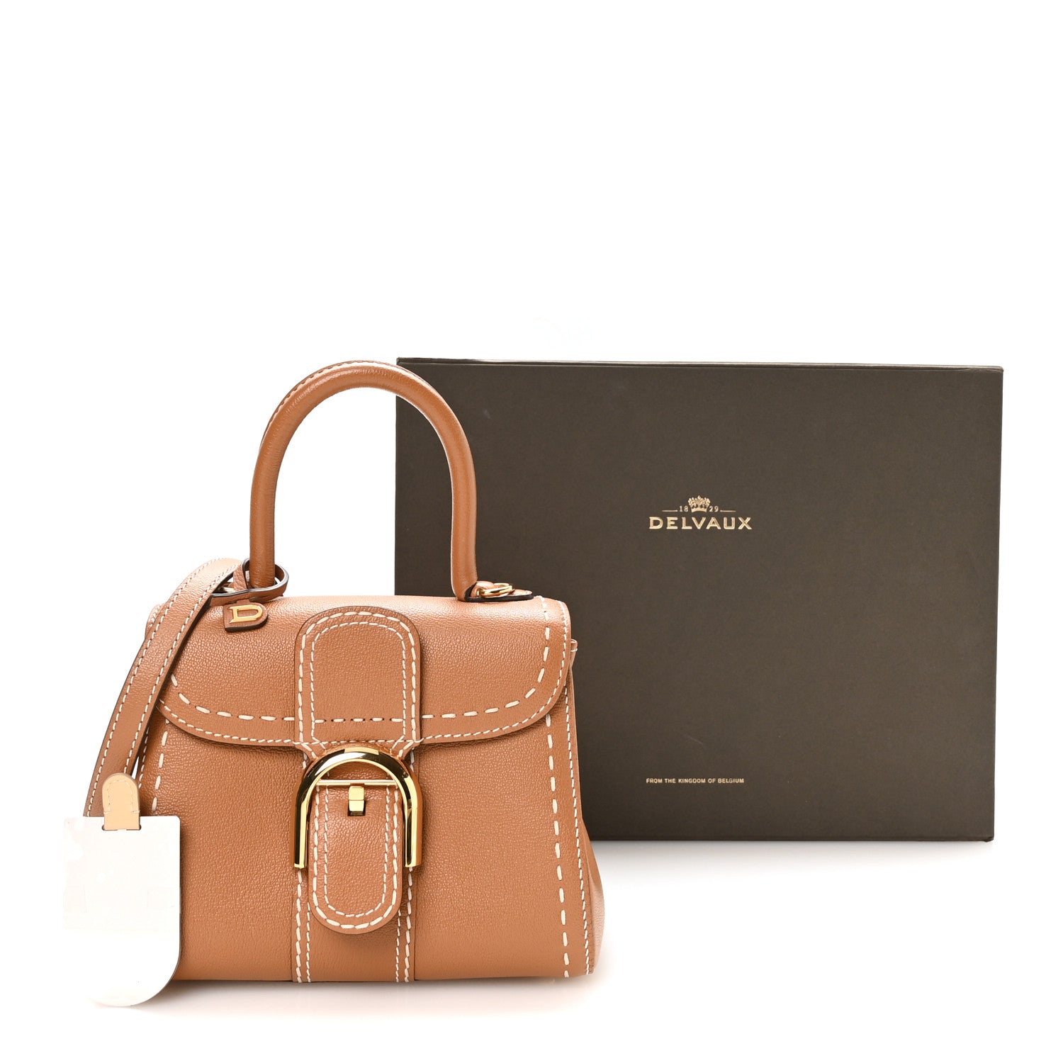 Delvaux Grained Rodeo Calfskin Surpique Mini Brillant Satchel Vegetal Ivory 12 of 12
