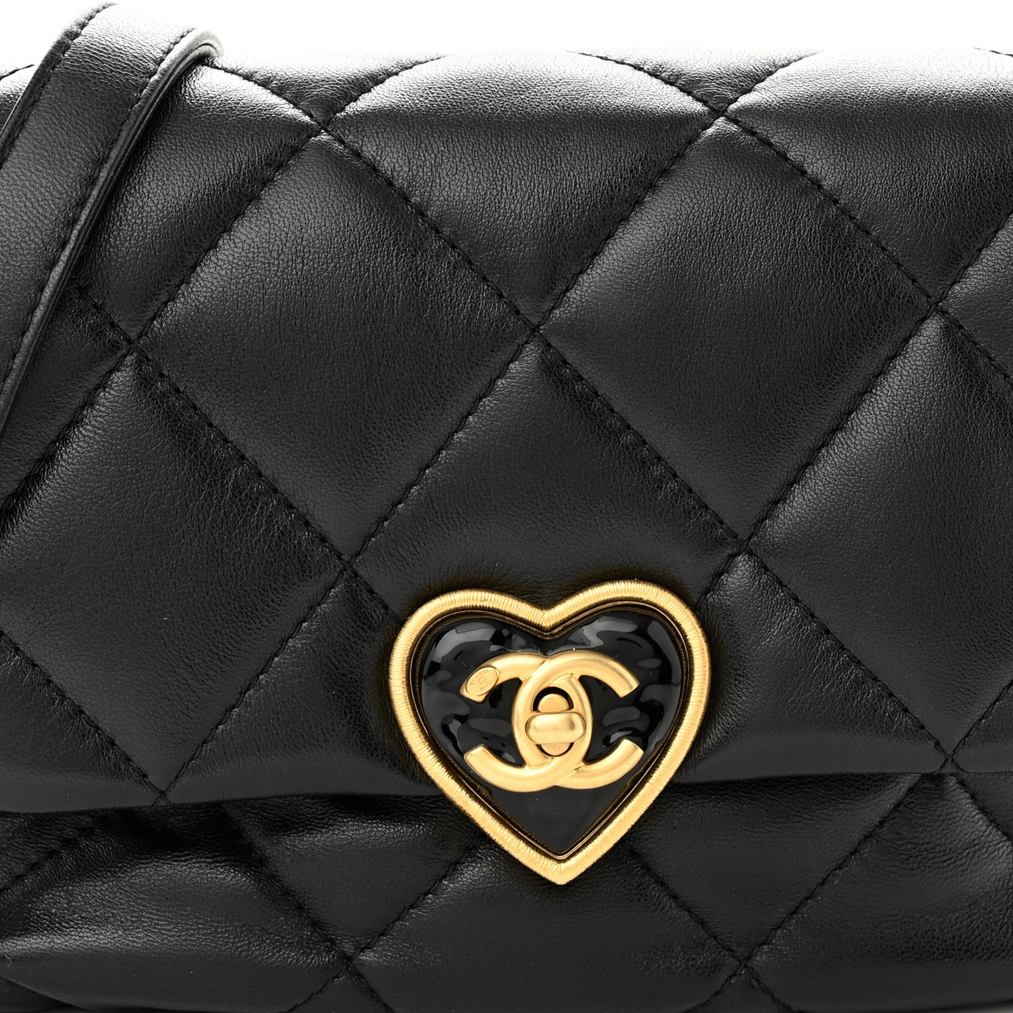 Lambskin Plexiglass Quilted Coco Love Mini Flap Black