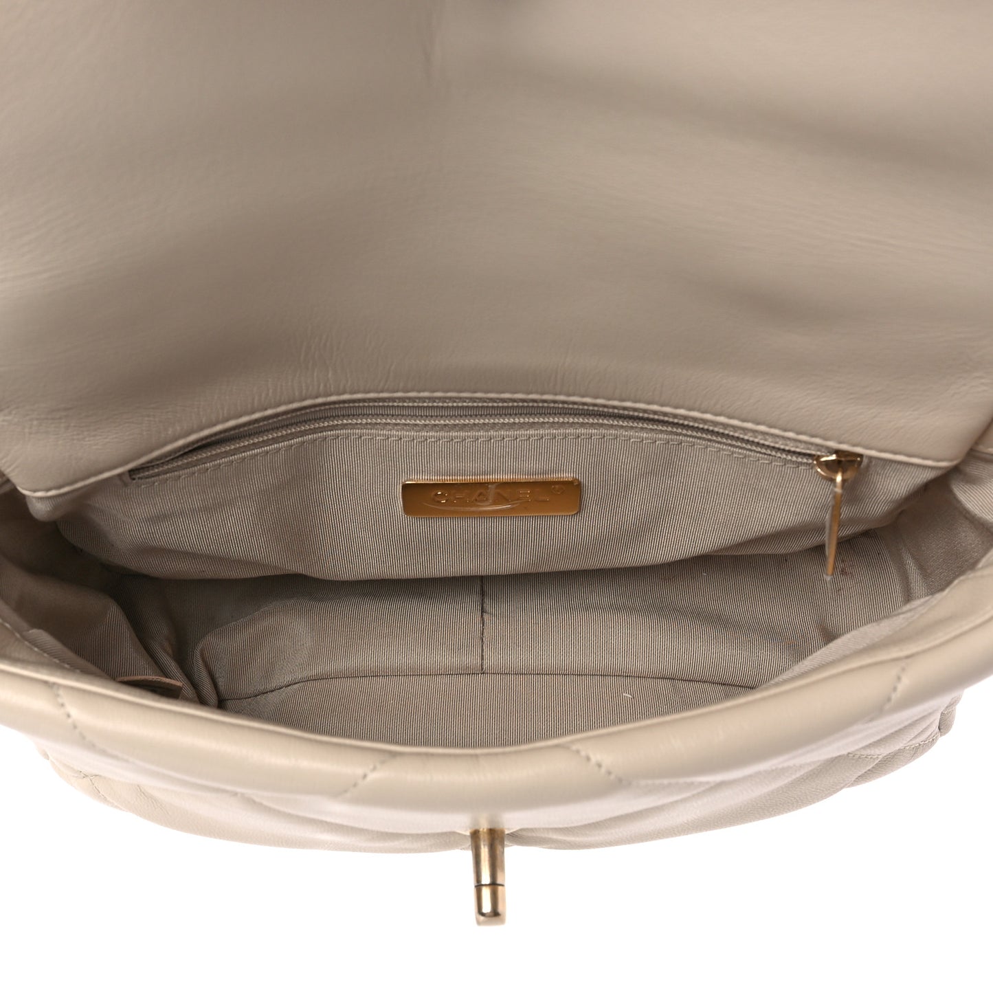 Lambskin Quilted Medium Chanel 19 Flap Light Beige