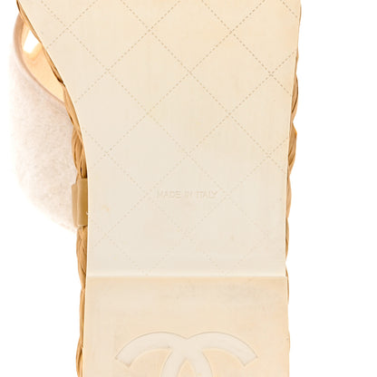 Chanel Terry Cloth Raffia CC Logo Thong Sandals 41 White 6 of 13