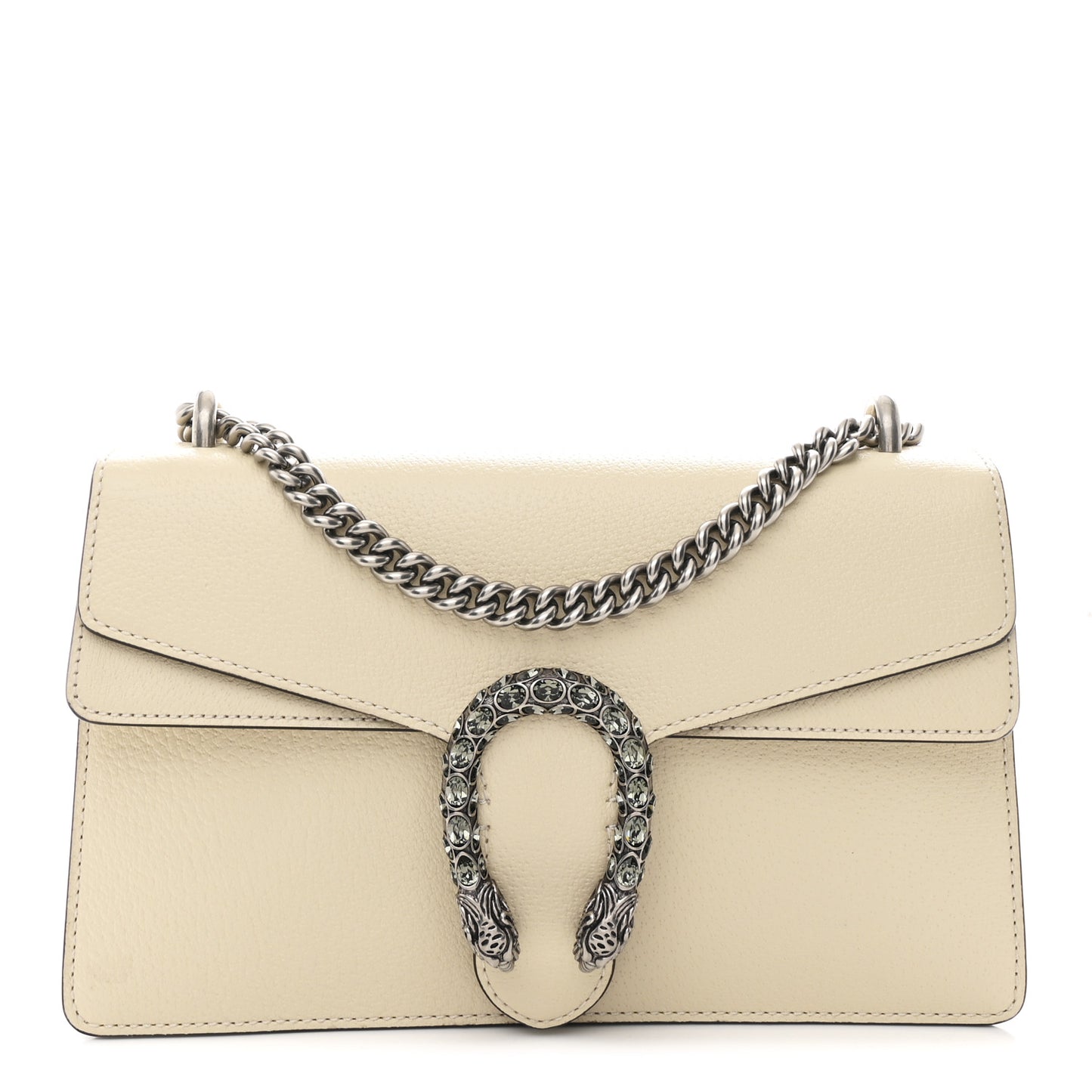 Textured Calfskin Crystal Small Dionysus Shoulder Bag Mystic White