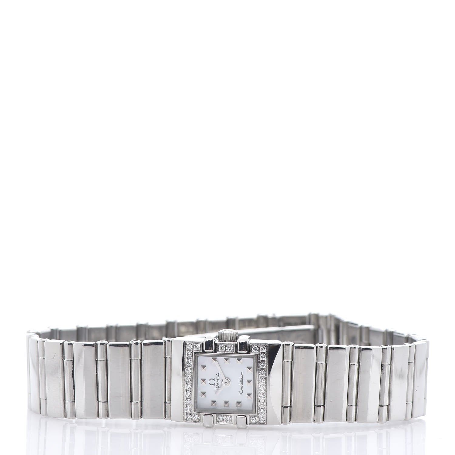 Omega Stainless Steel Diamond Bezel Mother of Pearl 15mm Constellation Quadra Quartz Watch 1535.71.00 3 of 6
