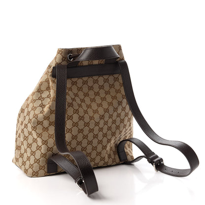 Gucci Monogram Dollar Calfskin O Drawstring Backpack Beige Ebony Testa di Moro Dark Chocolate 3 of 12