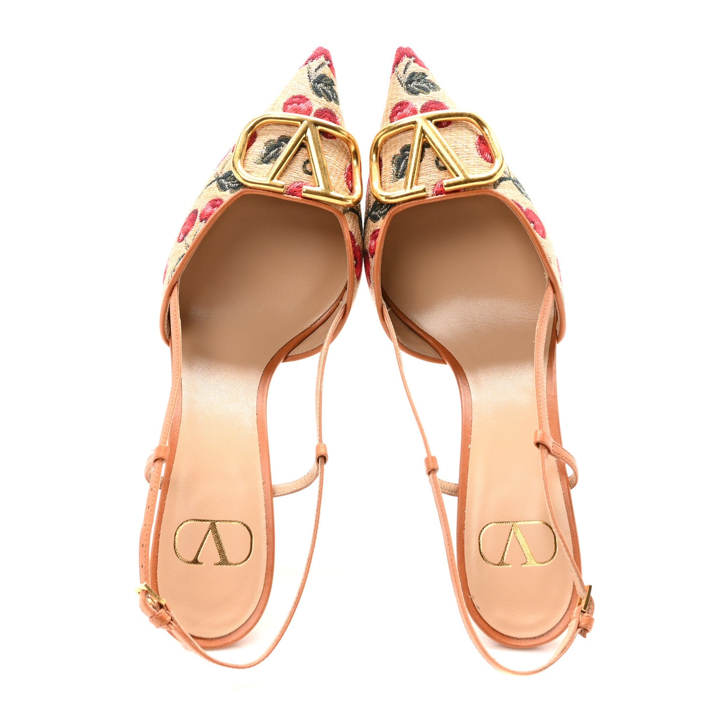 Jacquard Raffia Cherrfic Vlogo Slingback 80mm Pumps 41 Natural Red