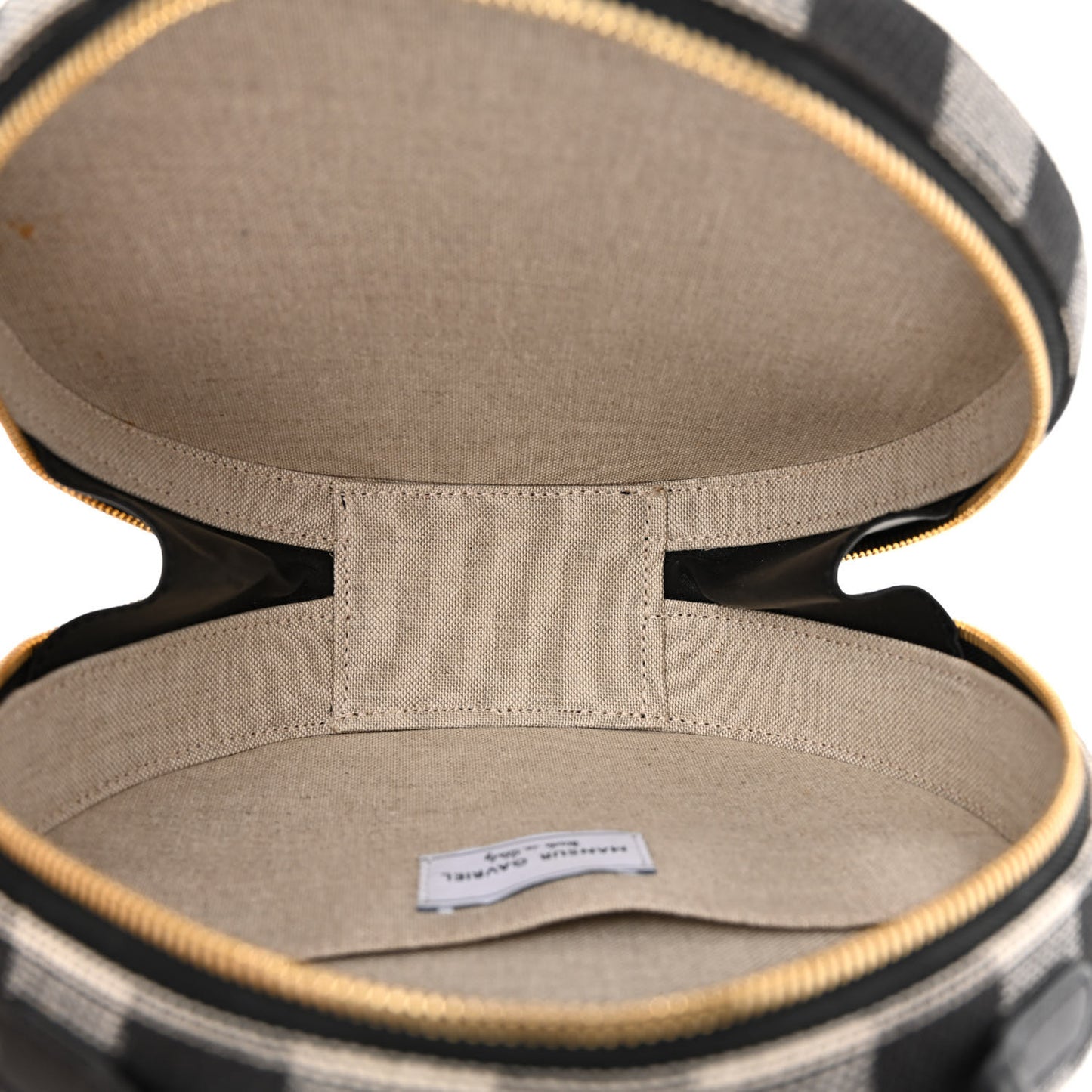 Canvas Gingham Check Circle Crossbody Black White