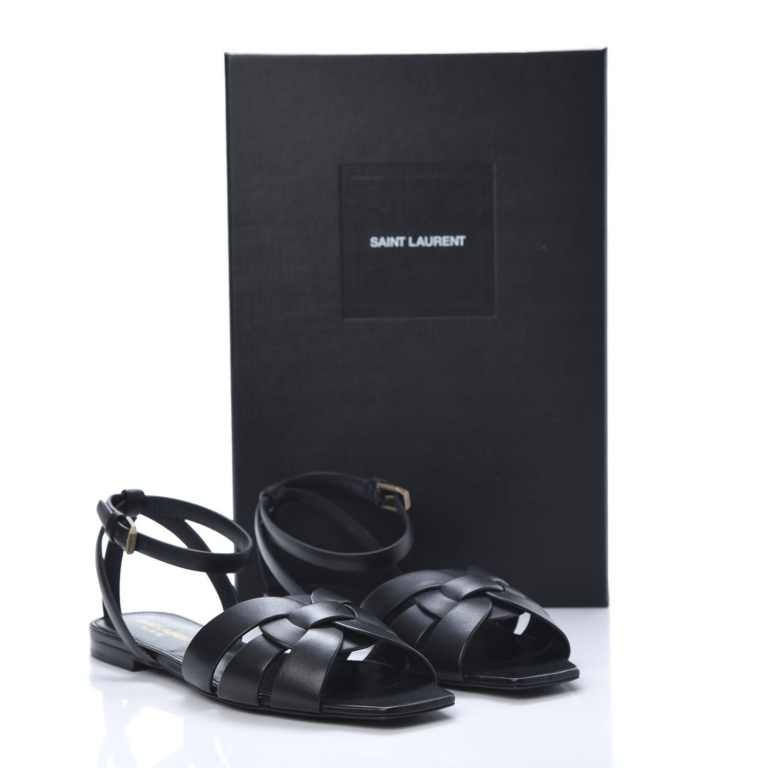 Saint Laurent Calfskin Tribute 05 Ankle Strap Sandals 37 Black 9 of 9