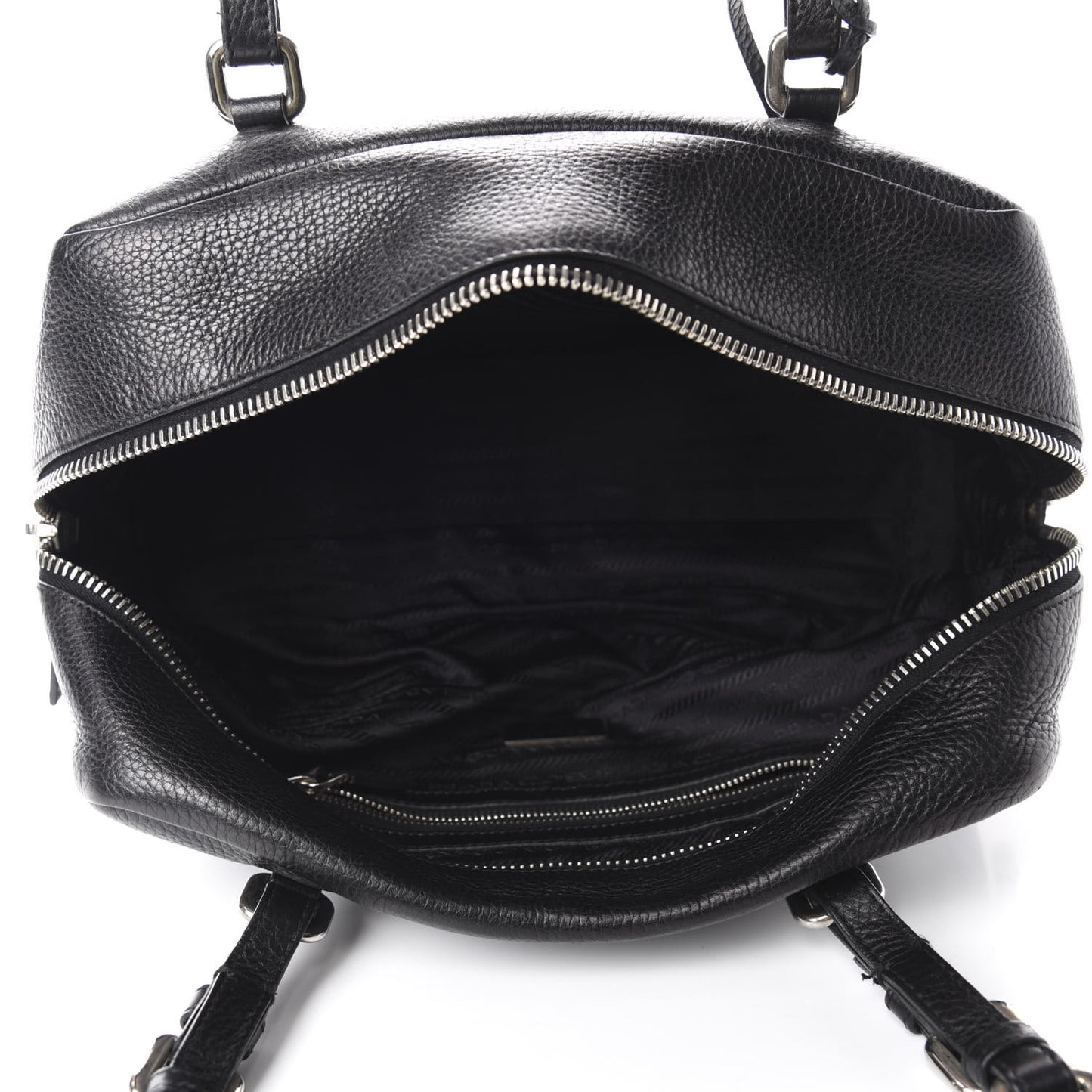 Vitello Daino Embossed Logo Bowler Black