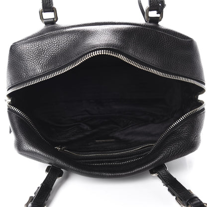 Prada Vitello Daino Embossed Logo Bowler Black 5 of 10