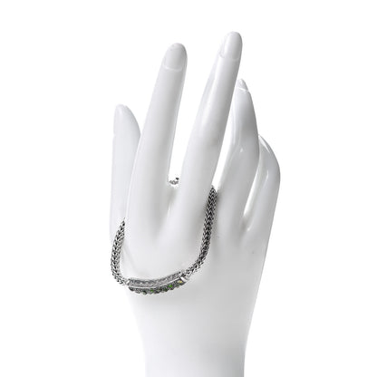 John Hardy Sterling Silver Green Gemstone 5mm Station Classic Chain Bracelet 2 of 5