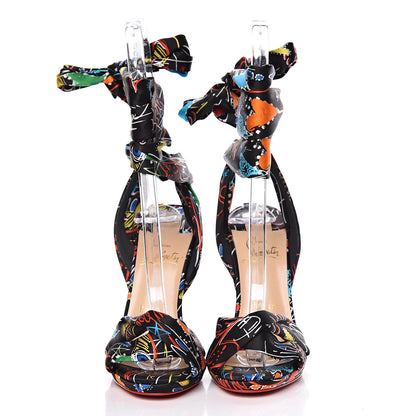 Christian Louboutin Satin Loubitag 120 Sandals 36.5 Black Multi 3 of 8