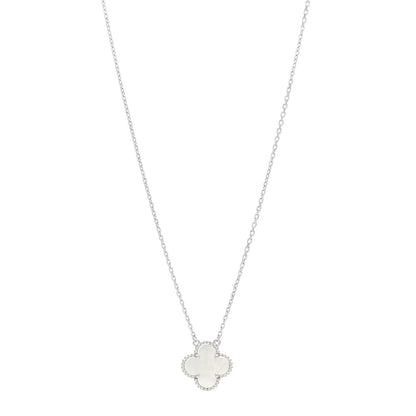 Van Cleef & Arpels 18K White Gold Mother of Pearl Vintage Alhambra Pendant Necklace 1 of 6