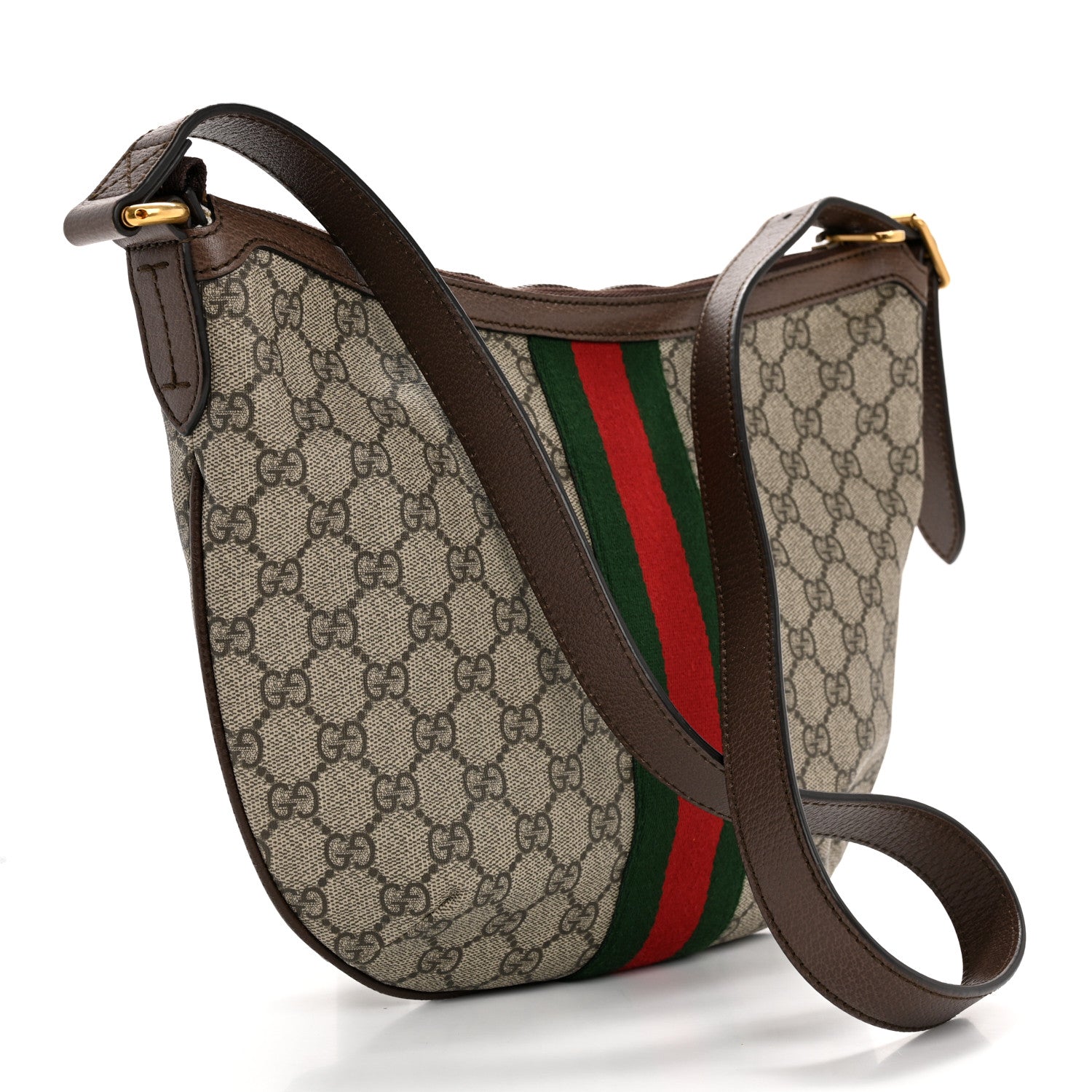 Gucci GG Supreme Monogram Web Small Ophidia Half Moon Hobo Brown 3 of 10