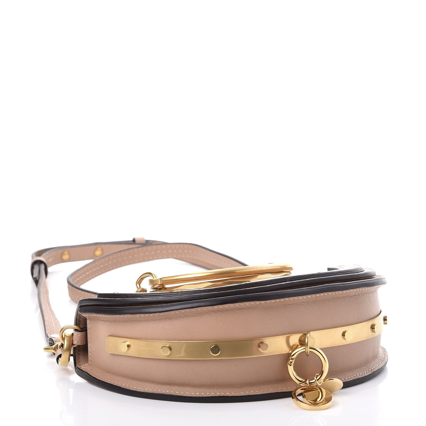 Calfskin Small Nile Bracelet Minaudiere Bag Biscotti Beige