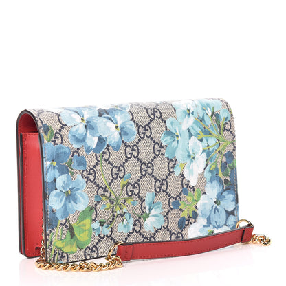 Gucci GG Supreme Monogram Blooms Chain Wallet Blue 3 of 9