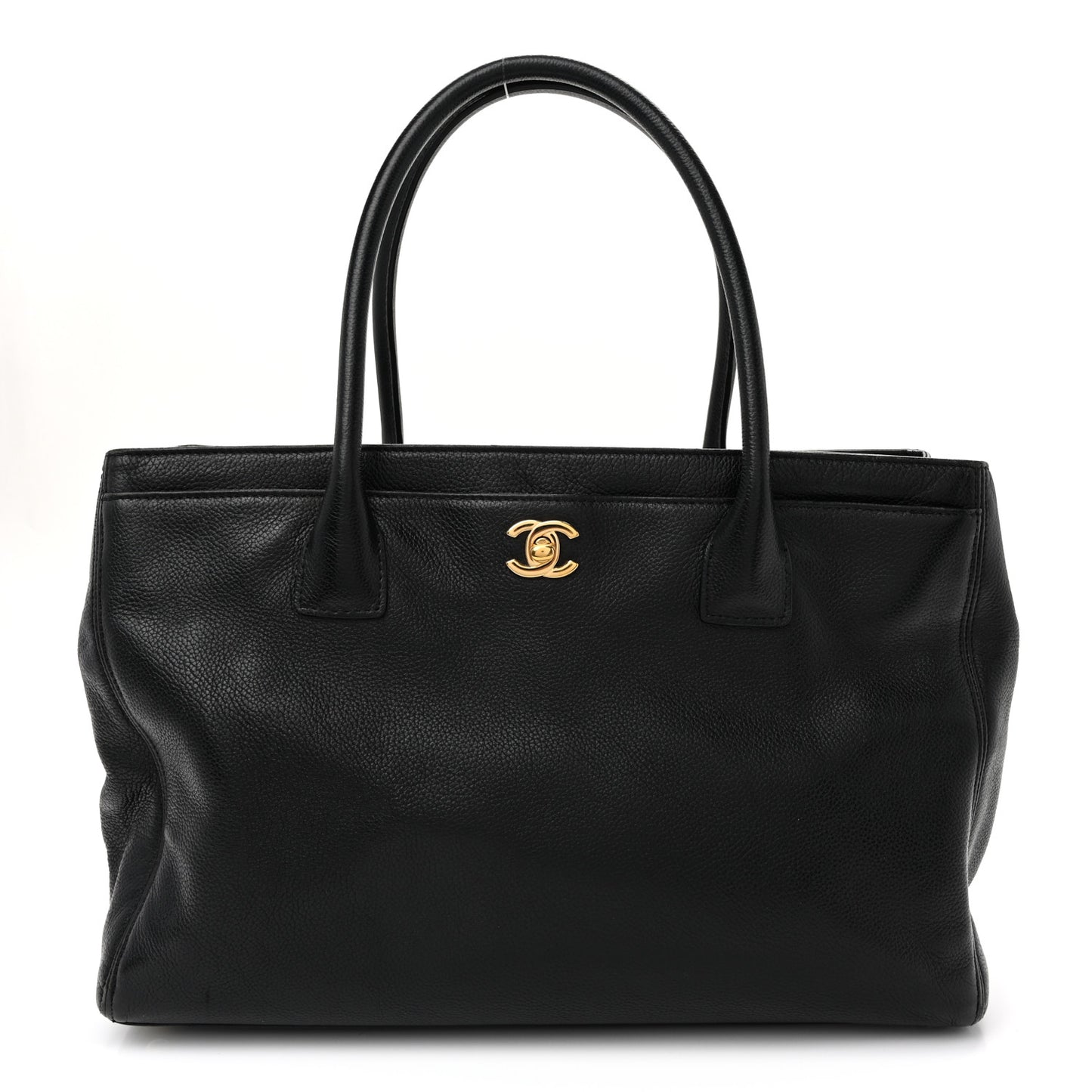 Calfskin Cerf Executive Shopper Tote Black