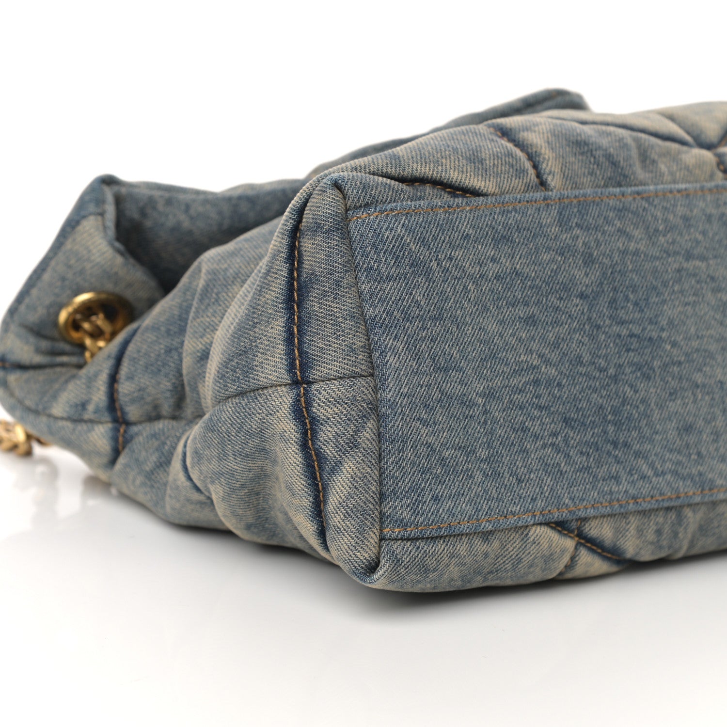 Saint Laurent Denim Quilted Small Loulou Puffer Monogram Chain Satchel Blue Cinnamon 9 of 10