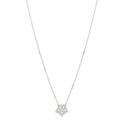 Van Cleef & Arpels 18K White Gold Diamond Mini Lotus Pendant Necklace 1 of 6