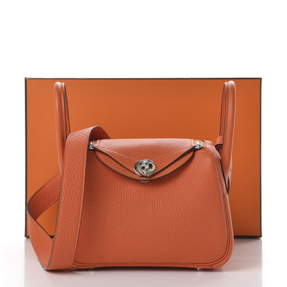 Hermes Taurillon Clemence Mini Lindy 20 Feu 10 of 10