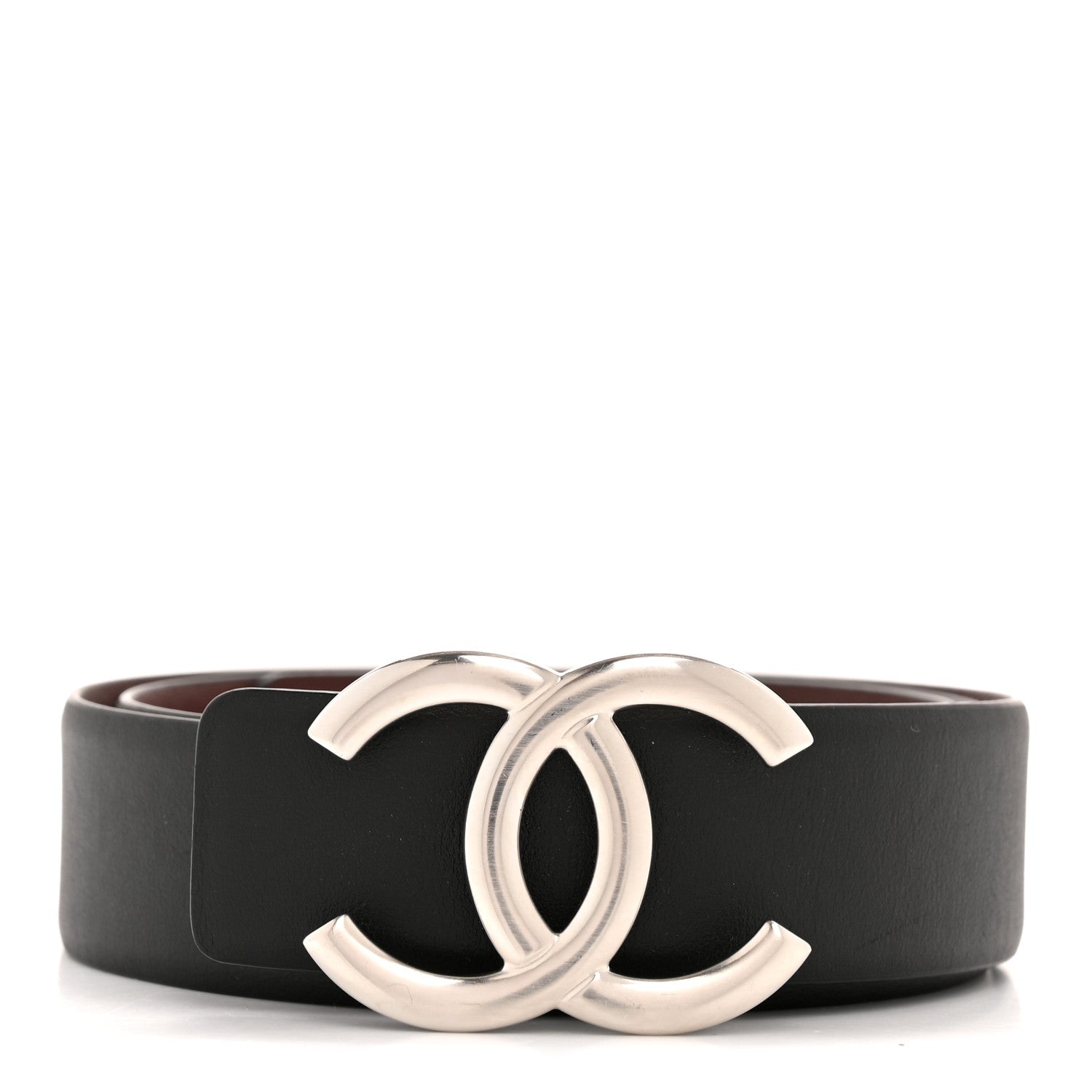 Chanel Calfskin CC Reversible Belt 75 30 Black Burgundy 1 of 6
