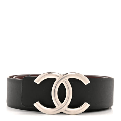 Chanel Calfskin CC Reversible Belt 75 30 Black Burgundy 1 of 6