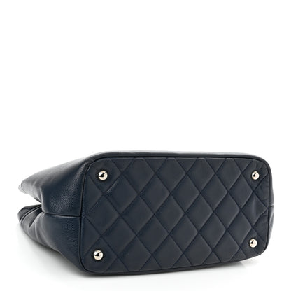 Chanel Caviar Quilted Timeless CC Soft Tote Navy Blue 4 of 14