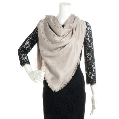 Louis Vuitton Wool Silk Monogram Shawl Beige 2 of 5