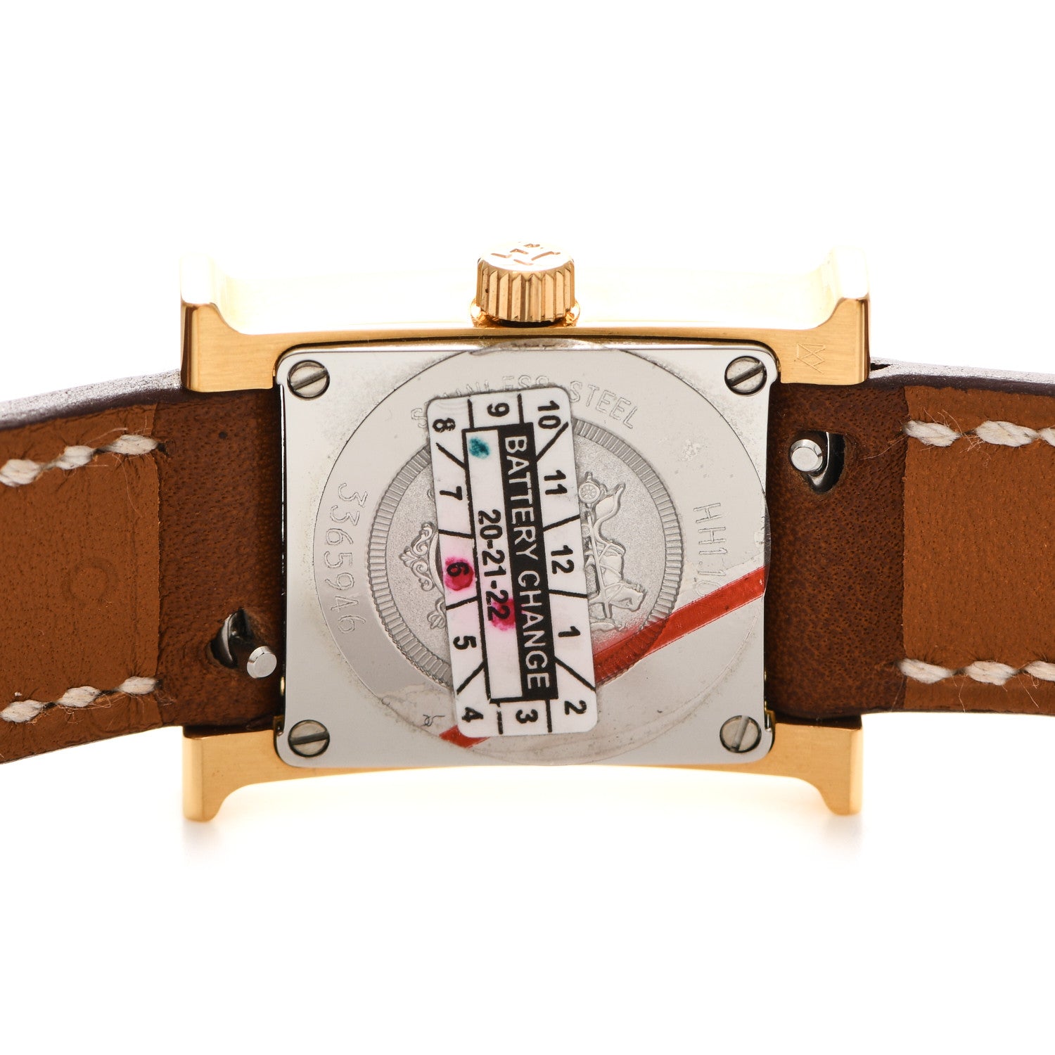 Hermes Stainless Steel Barenia 17.2mm Heure H Hour Double Tour Quartz Watch Fauve 4 of 5