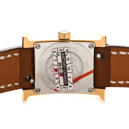 Hermes Stainless Steel Barenia 17.2mm Heure H Hour Double Tour Quartz Watch Fauve 4 of 5