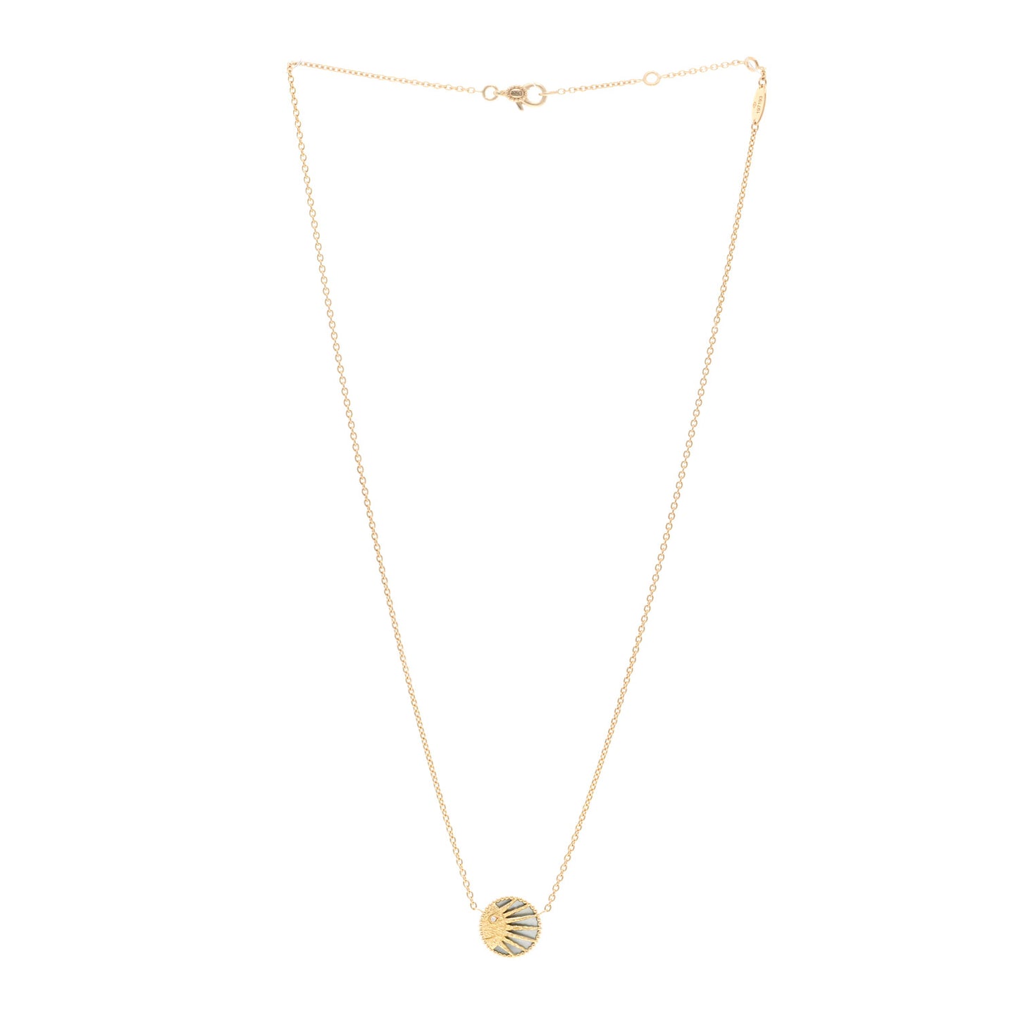 18K Yellow Gold Diamond Black Onyx Mother of Pearl Rose Celeste Pendant Necklace
