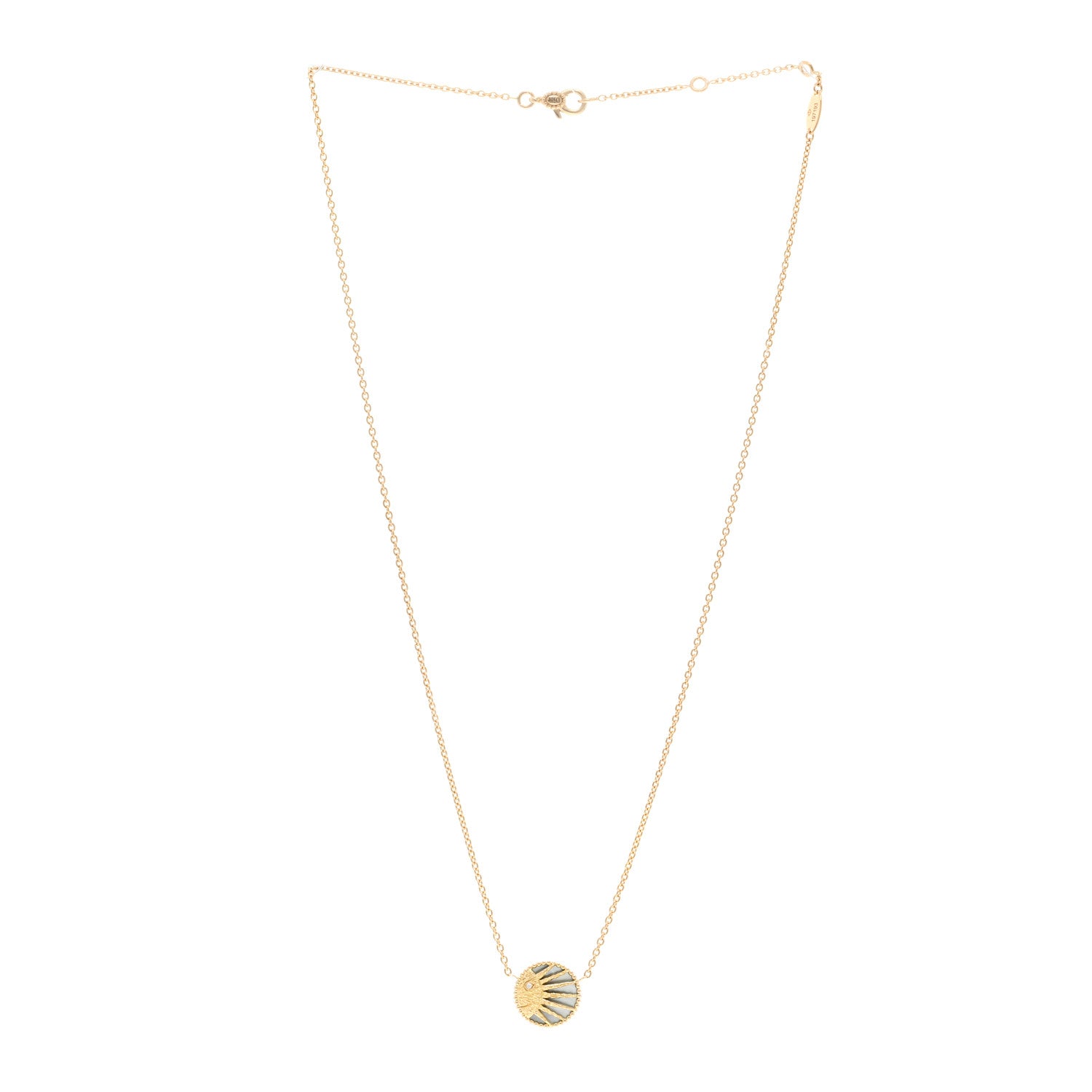 Christian Dior 18K Yellow Gold Diamond Black Onyx Mother of Pearl Rose Celeste Pendant Necklace 3 of 7