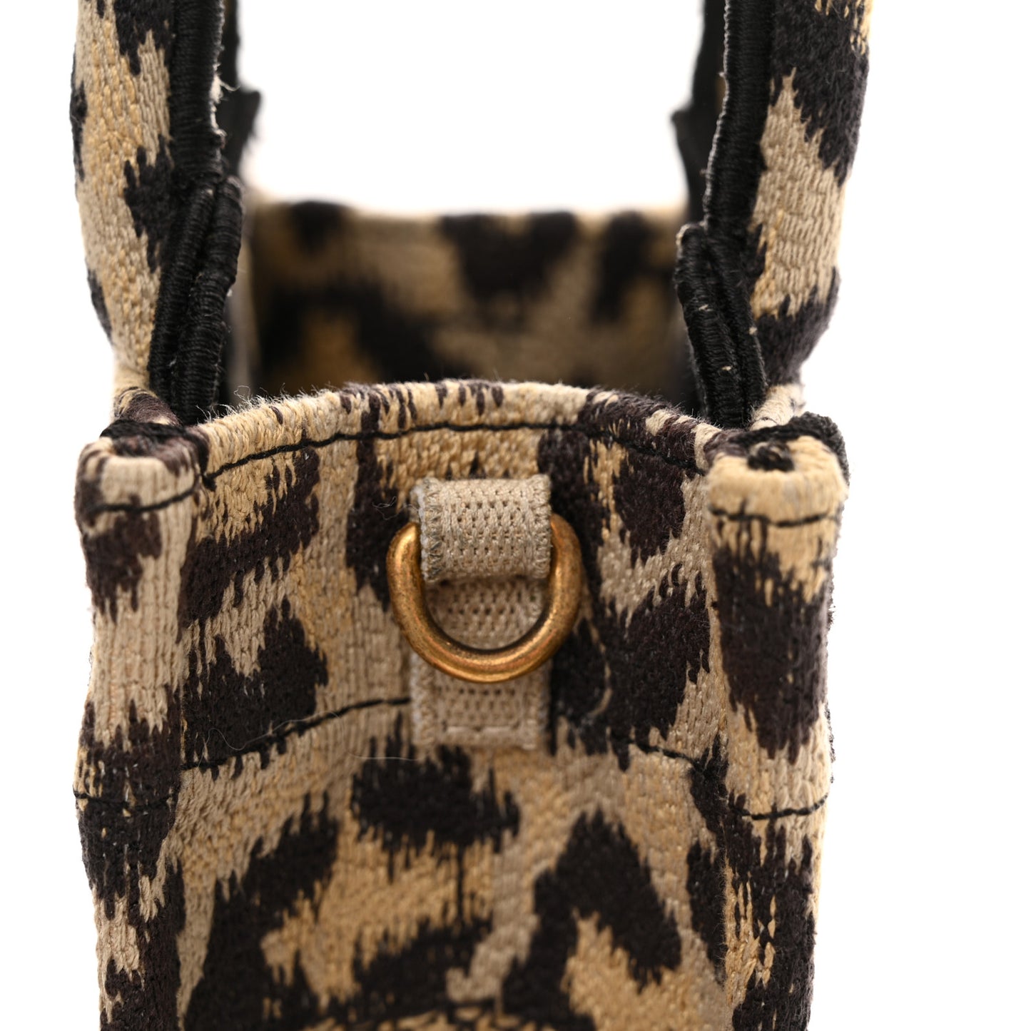 Canvas Mizza Embroidered Mini Book Tote Phone Bag Beige