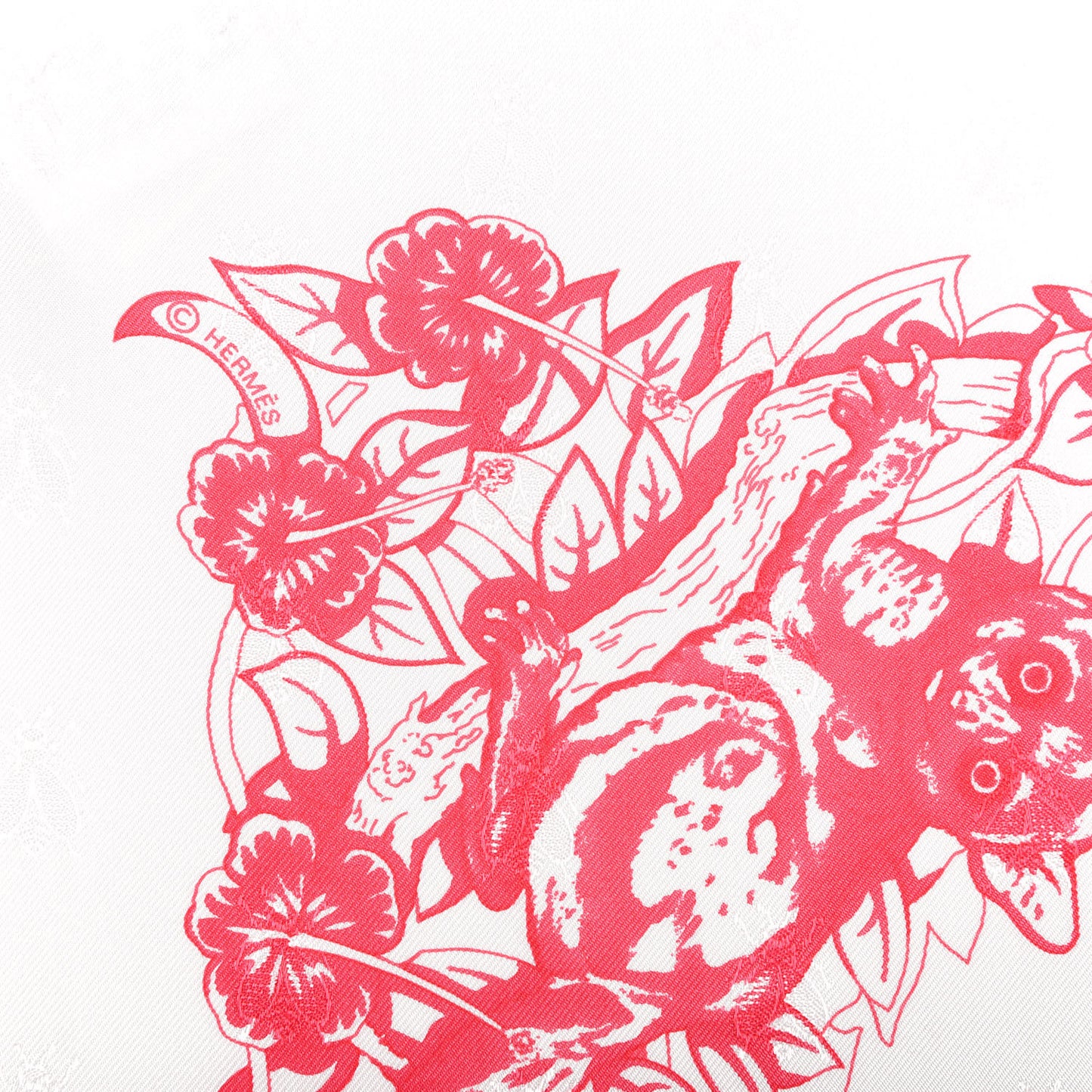 Silk Jungle Love Tattoo Scarf 90 Rose White