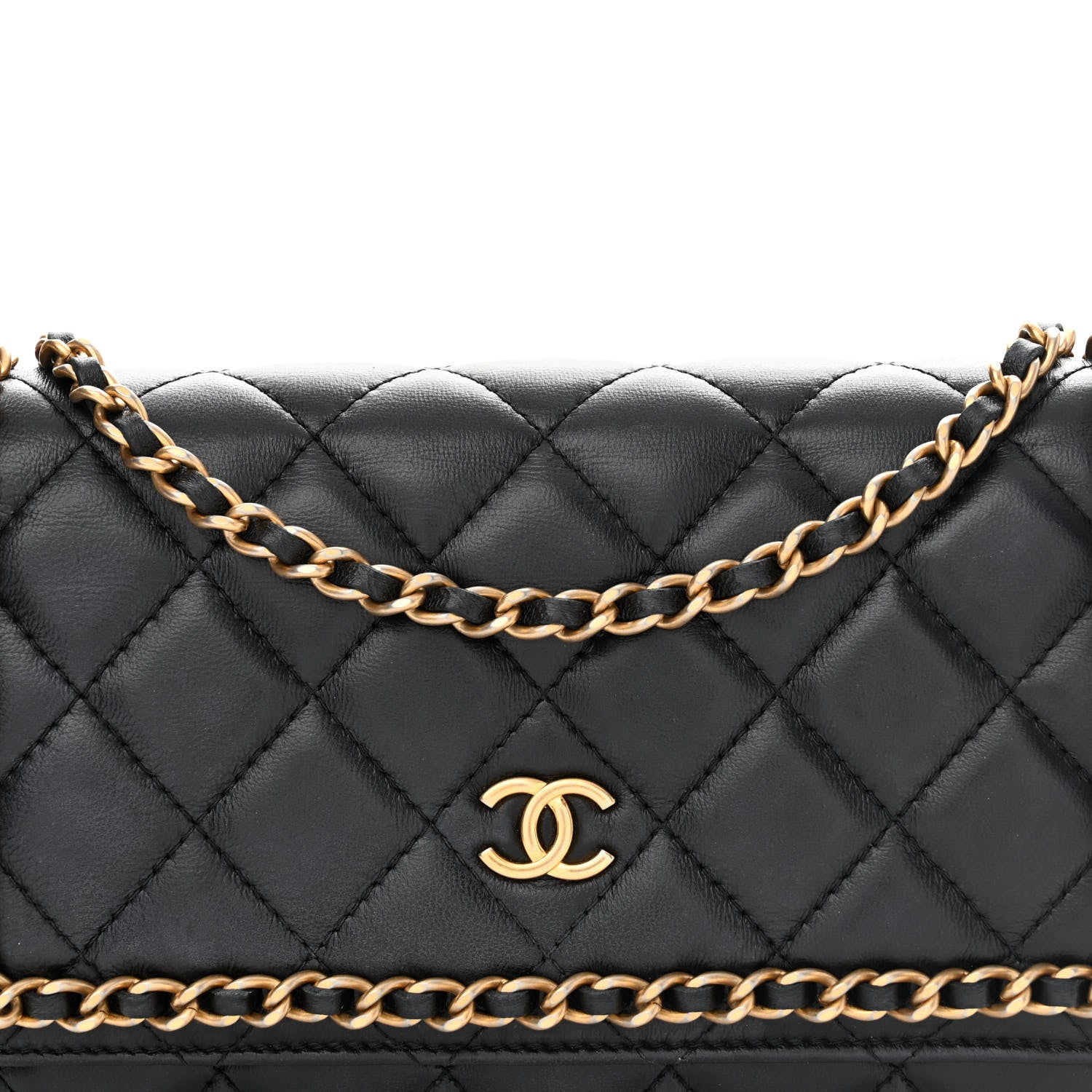 Chanel Lambskin Quilted Chain Around Wallet On Chain WOC Black 9 of 14