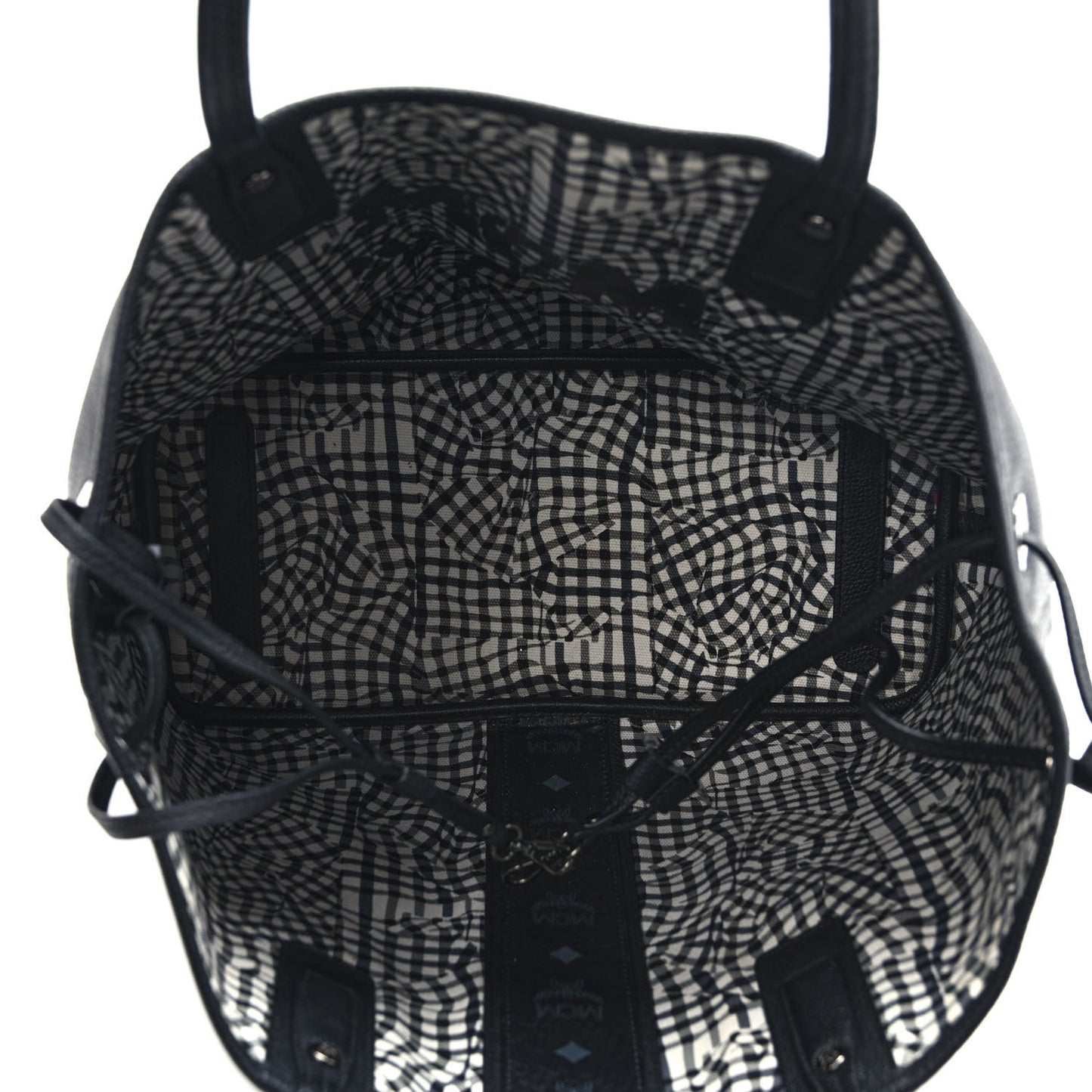 Grained Calfskin Visetos Medium Liz Reversible Shopper Tote Black
