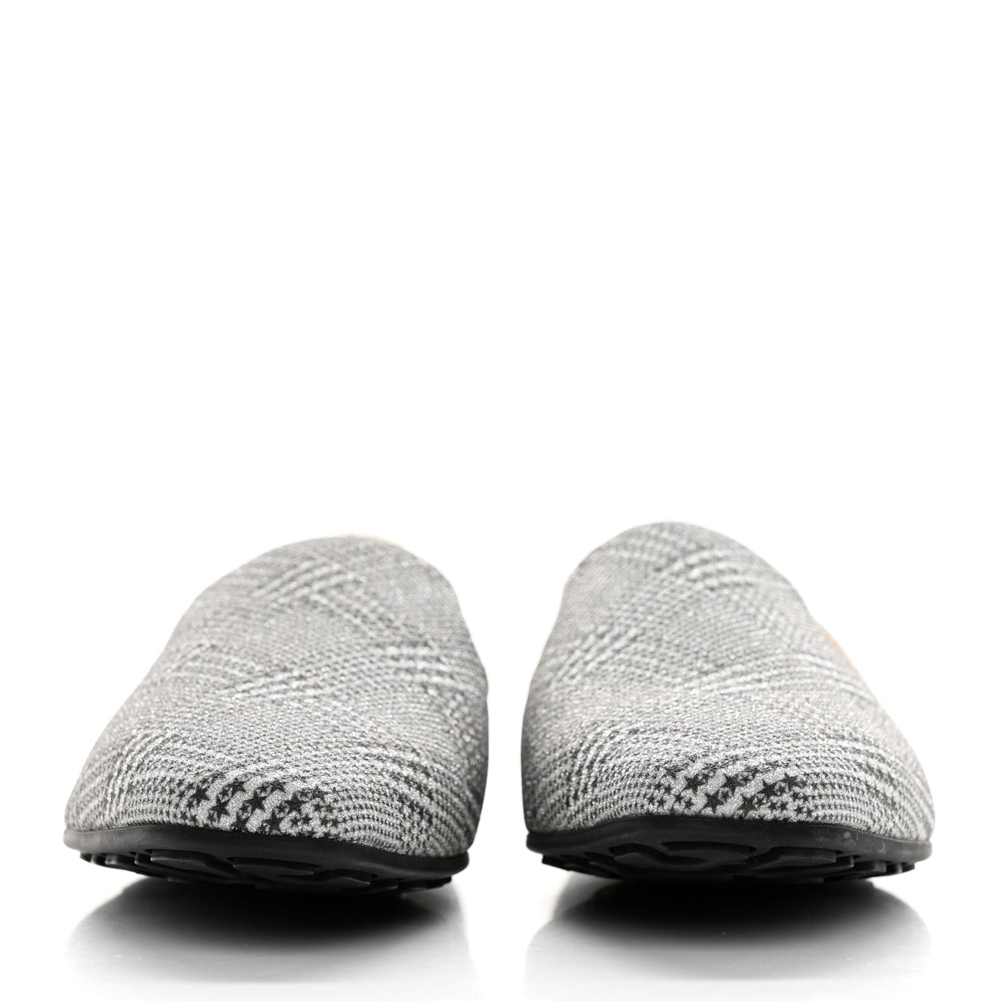 Prince Of Stars Glitter Fabric Loafers 39 Silver