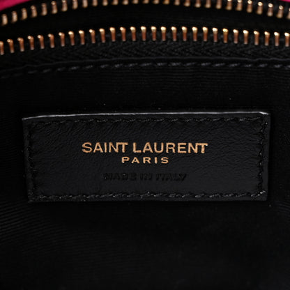 Saint Laurent Boucle Tweed Quilted Toy Loulou Puffer Monogram Chain Satchel Magenta 6 of 13