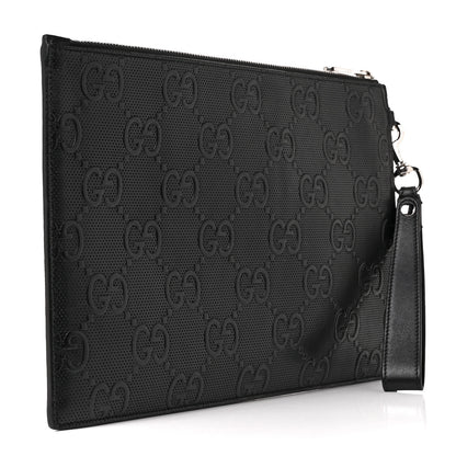 Gucci Calfskin GG Tennis Embossed Wristlet Pouch Black 3 of 8