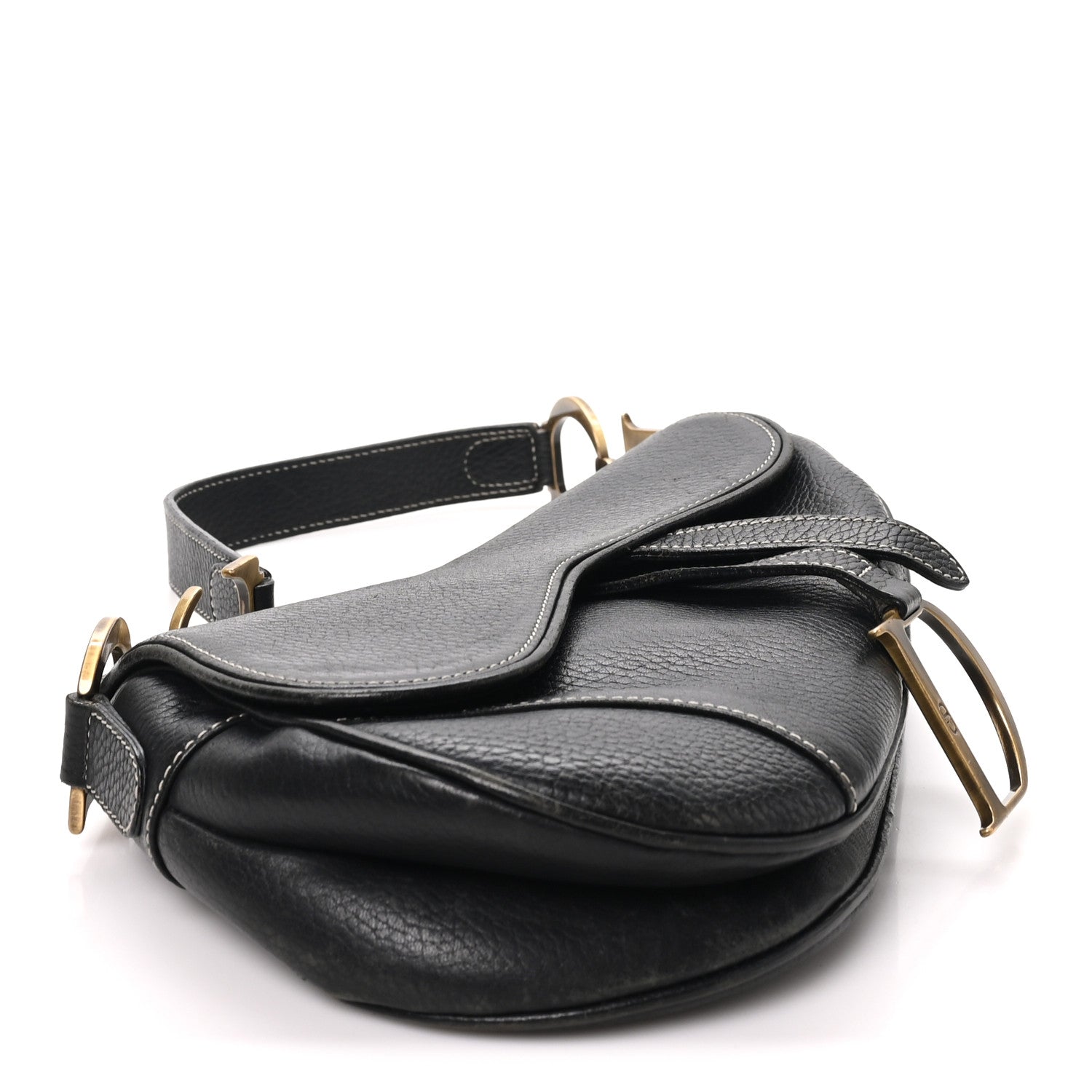 Christian Dior Grained Calfskin Saddle Bag Black 4 of 10