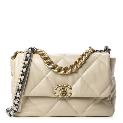 Chanel Lambskin Quilted Large 19 Flap Beige 1 of 10