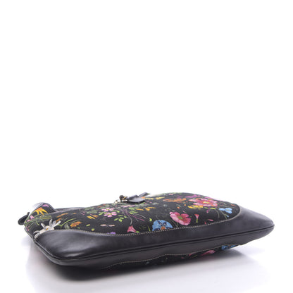 Gucci Canvas Floral Flora Large Jackie O Bouvier Hobo Black 4 of 10