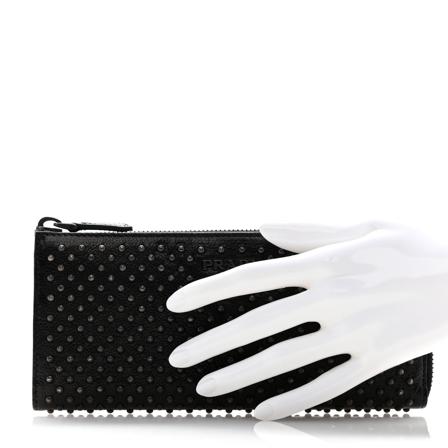 Glace Borchie Studded Zip Around Wallet Black