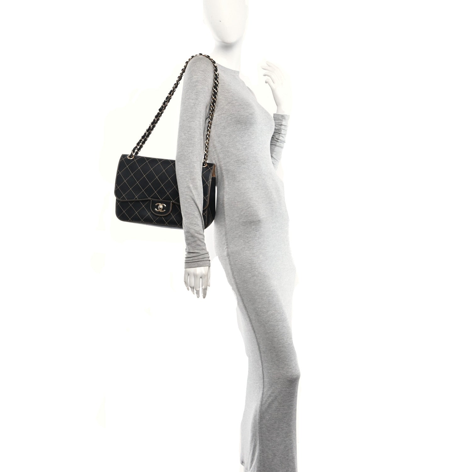 Chanel Calfskin Stitched Jumbo Double Flap Black 2 of 11