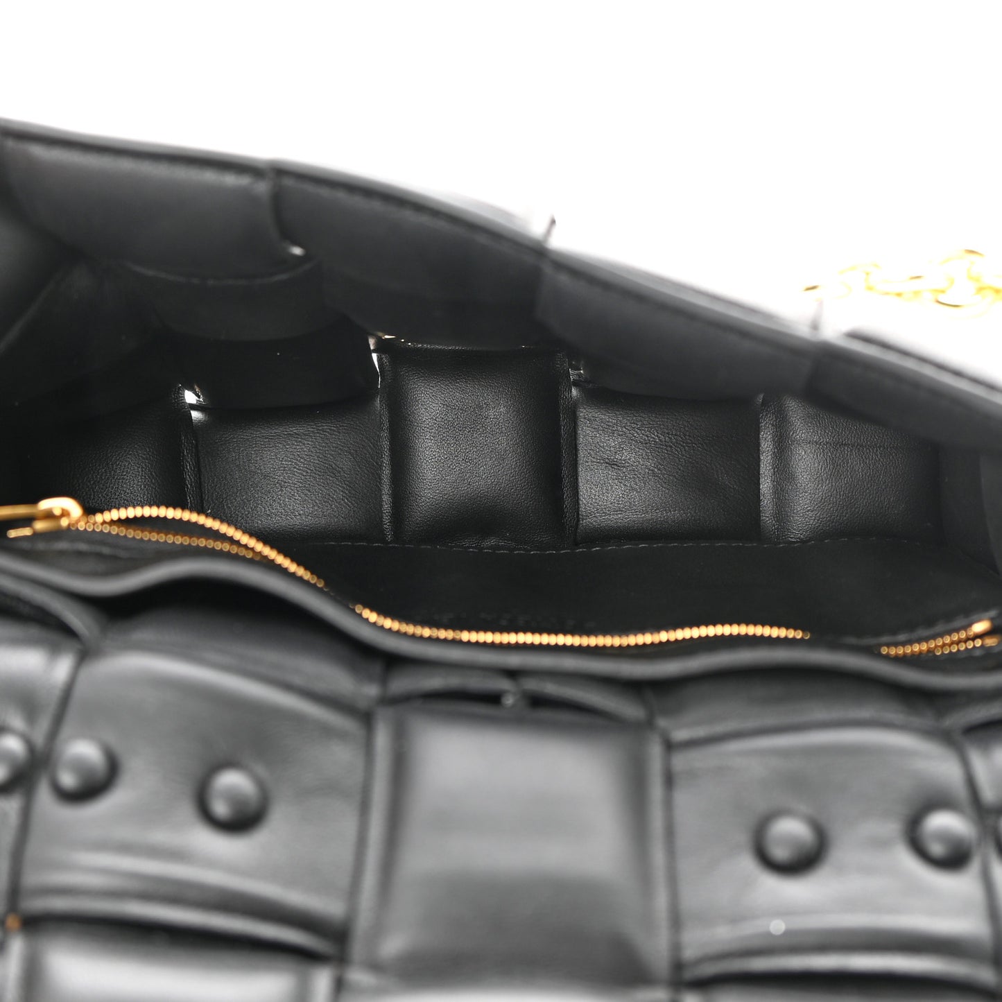 Lambskin Maxi Intreccio Padded Chain Cassette Crossbody Bag Black