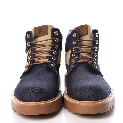Louis Vuitton Denim Mens Oberkampf Ankle Boots 10 Marine 2 of 7