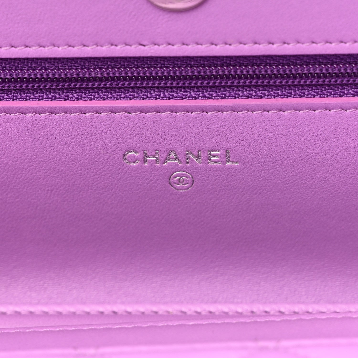 Chanel Lambskin Quilted Wallet On Chain WOC Purple 6 of 12