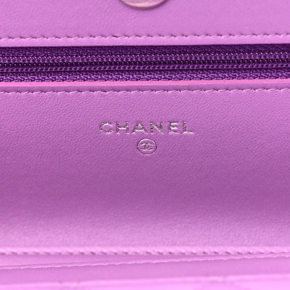 Chanel Lambskin Quilted Wallet On Chain WOC Purple 6 of 12