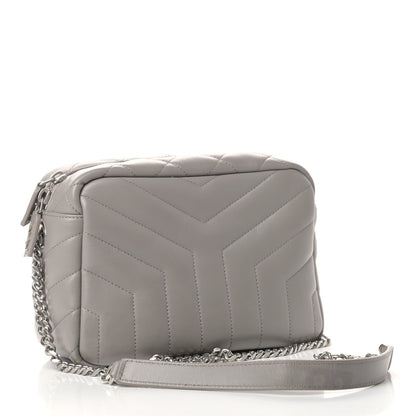 Saint Laurent Calfskin Y Quilted Monogram Small Loulou Bowling Bag Light Gray 3 of 10