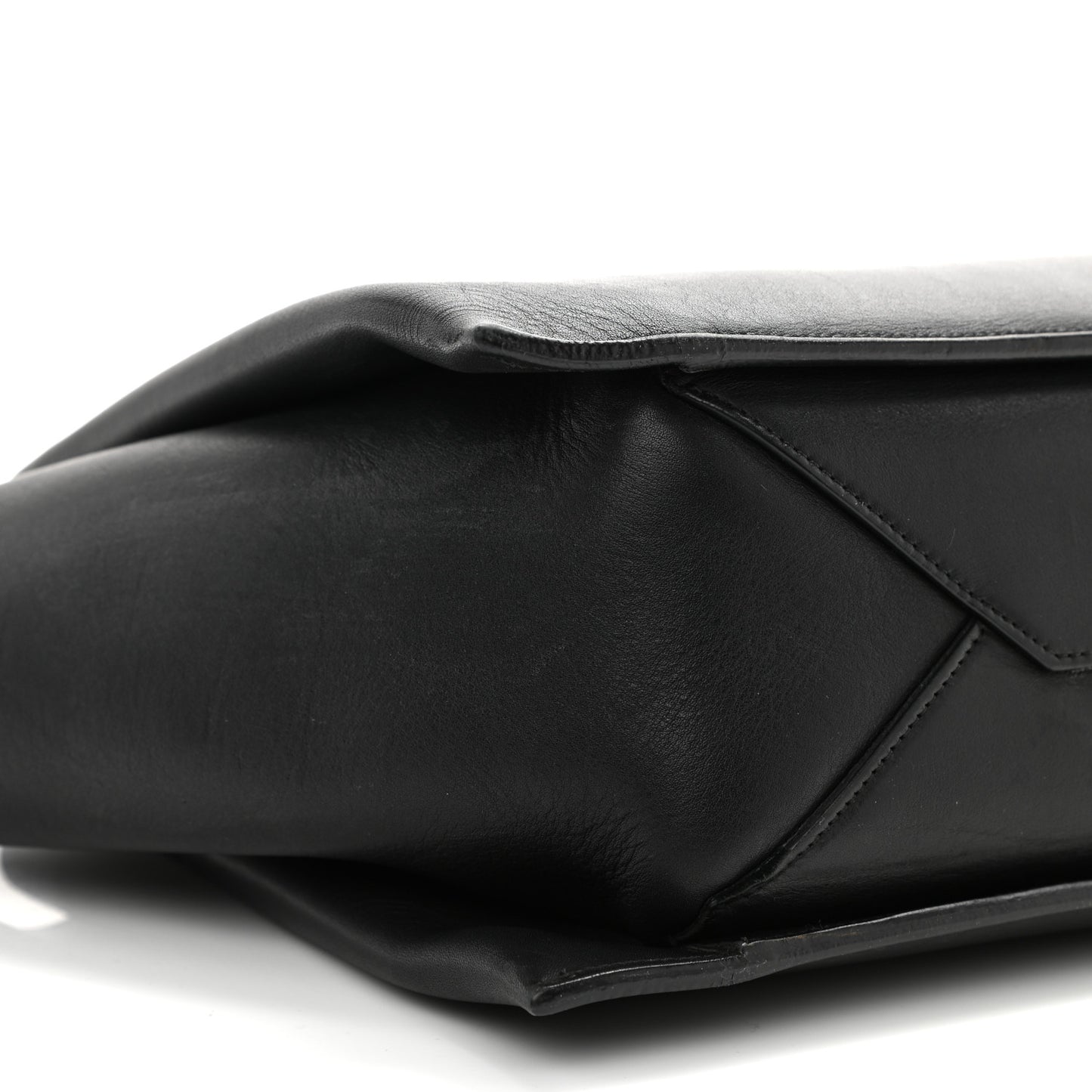 Baby Grained Calfskin Medium Tri-Fold Bag Black