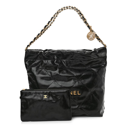 Chanel Shiny Calfskin Quilted Small Chanel 22 Black 1 of 12