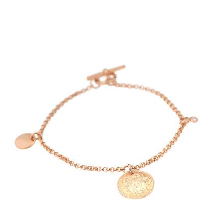 Hermes 18K Rose Gold Diamond PM Ex-Libris Bracelet SH 1 of 6